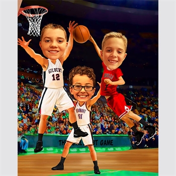 Caricature for Three Little Basketball Players from Photos,by myDaVinci - myDaVinci